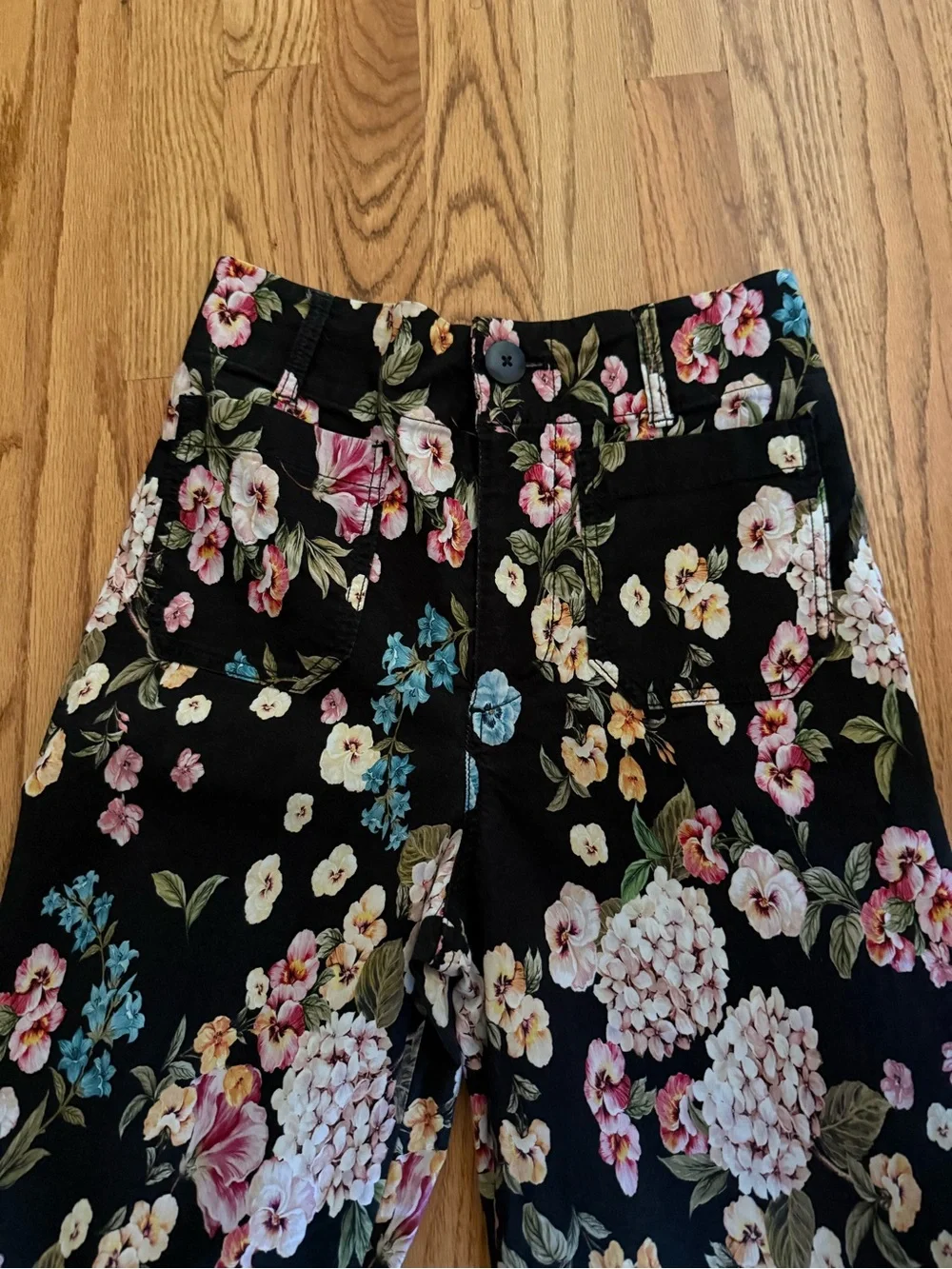 Anthropologie Black Floral Collette Pants